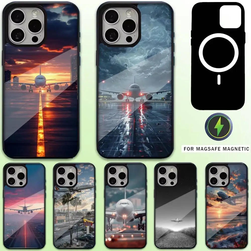 

Airplane Landing Phone Case For iPhone17,16,15,14,13,12,11 Plus,Pro Max Magnetic Magsafe Wireless Charging