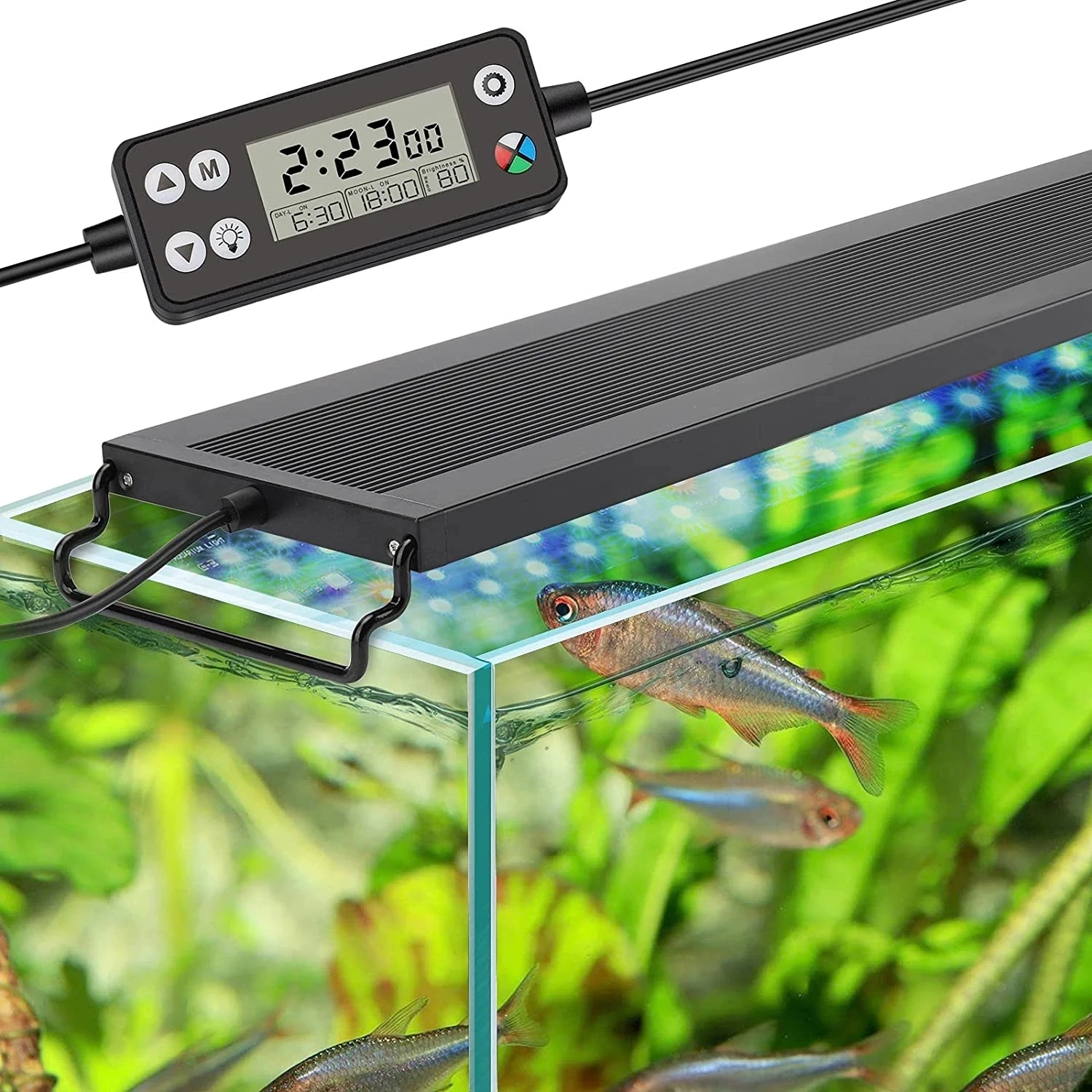 

24/7 Lighting Aquarium Light Sunrise Daylight Moonlight Auto On Off Fish Tank Light with Timer Adjustable Brightness LED Lamp