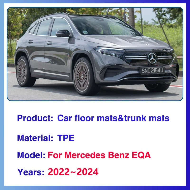 For Mercedes Benz EQA 250 300 350 2022~2024 Car Floor Mats Waterproof Dirt-resistant Mud Carpet LHD Foot Pad Cushion Accessories