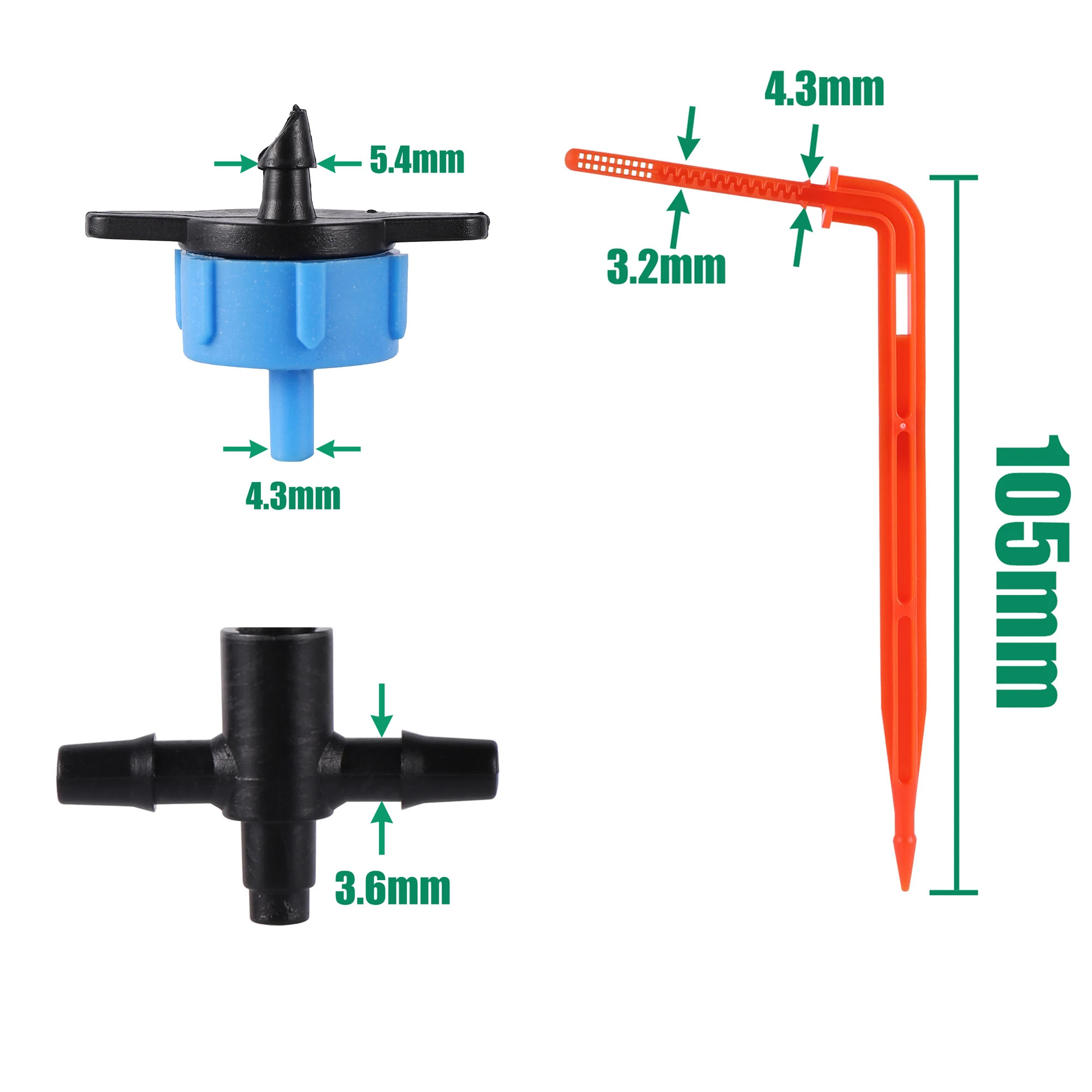 Greenhouse Potted Curved Arrow Drip Irrigation Set 2L4L8L Pressure Compensation Dripper 3/5mm 2/4-way Hose Connector Watering