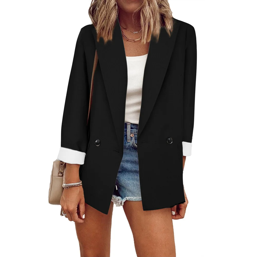 Chic Losse Lichtgroen Vrouwen Blazer Zomer Een Knop Vrouwelijke Pak Jas Volledige Mouw Uitloper Blaser Femme 2022 Elegante Bovenkleding