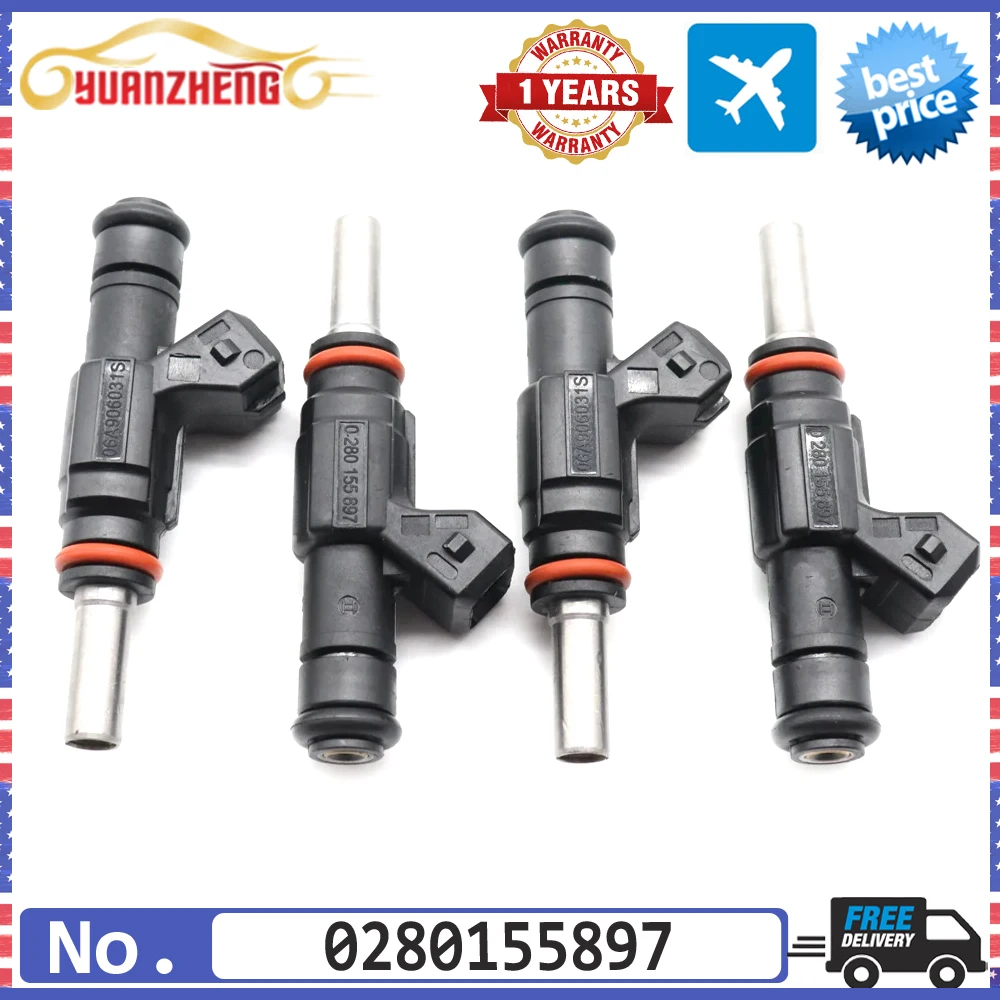 4pcs NEW Fuel Injectors Nozzle 0280155897 for Audi Porsche Volkswagen 3.2L V6 04-06 Golf 1.8L Turbo 06A906031S