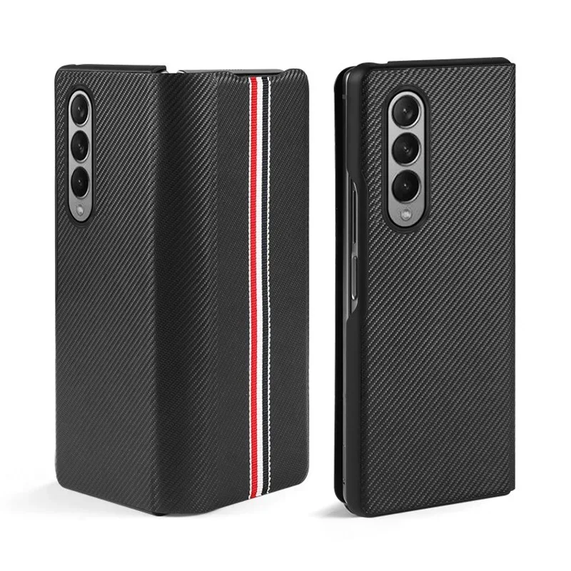 Case for Samsung Galaxy ZFold4 Fold3 Exclusive Carbon Fiber PU Leather Galaxy Z Fold4 Case Folding Mobile Phone Protective Cover