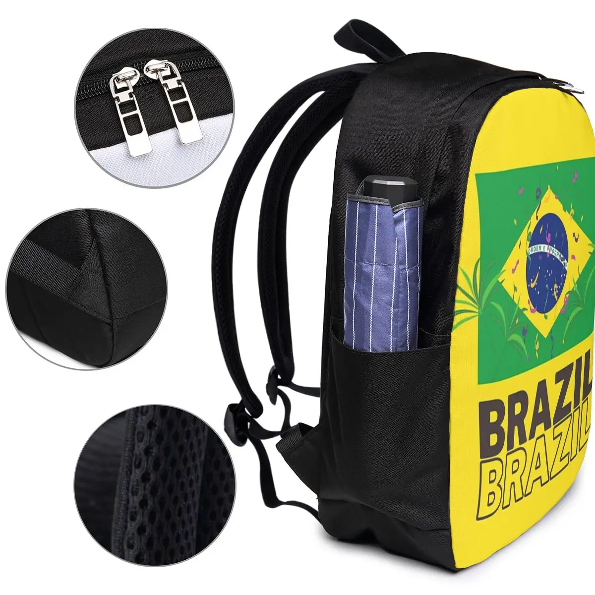 Brazil National Flag  Backpack Travel Notebook Bag Computer College Student School Bag Laptop Shoulder Bags for Men Women view 4