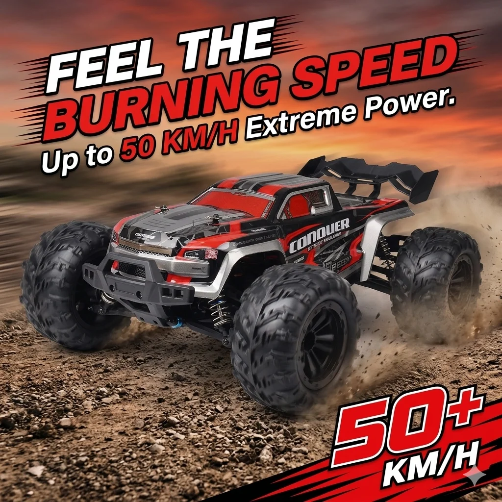 RC-Auto 1:16 Hochgeschwindigkeits-Modell 50 km/h, 4WD Geländewagen, Ferngesteuerter Wasserdichter Buggy, Monster-Truck für Erwachsene und Kinder