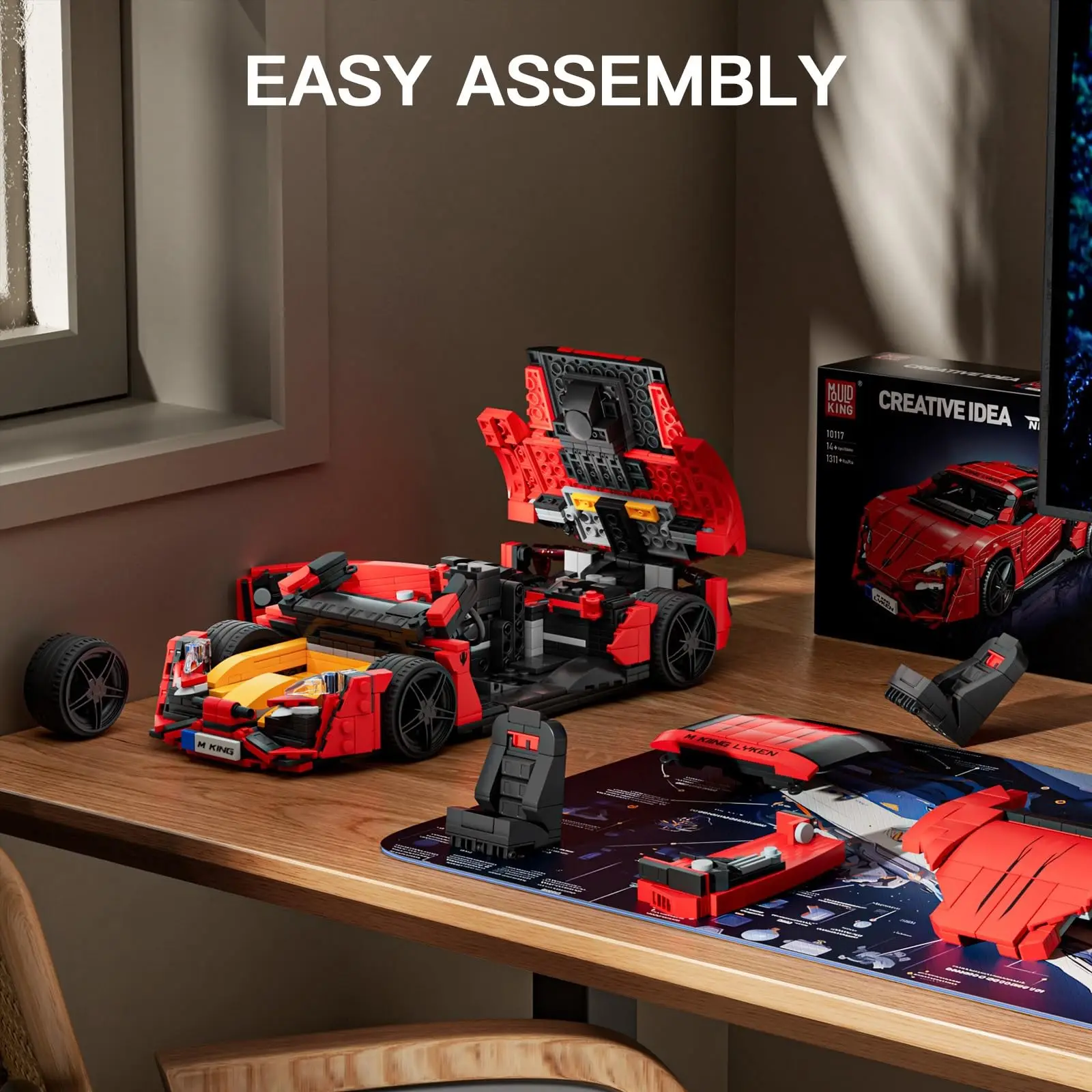 قالب الملك 10117 ألعاب السيارات التقنية الأحمر Lykan الرياضة سباق السيارات بنة التجمع سيارة الطوب مجموعة الاطفال هدية الكريسماس #3