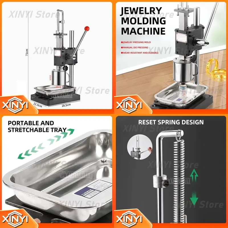 for Plaster Mold Press Machine Compact Manual Pneumatic Stamping Press for Jewelry Casting Goldsmithing Tool for Mold Making