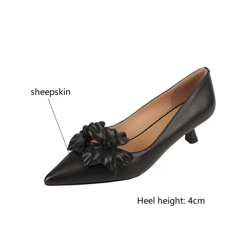 New Spring Sheepskin Women Shoes Shallow Flower Pointed Toe Women Pumps Shoes for Women Zapatos De Mujer Ladies Shoes Stiletto