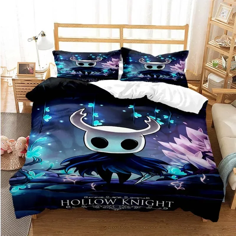 

3 шт., комплект постельного белья с 3D принтом Hollow Knight, удобный комплект, украшение для комнаты, домашний текстиль, полые рыцари, подарочный комплект пододеяльников