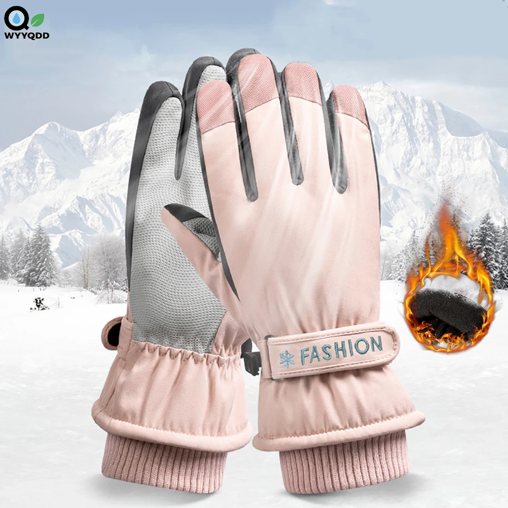

1 Pair Winter Ski Gloves Windproof Touchscreen Cold-Resistant Adjustable Closure Warm Glove for Skiing Running and Cycling