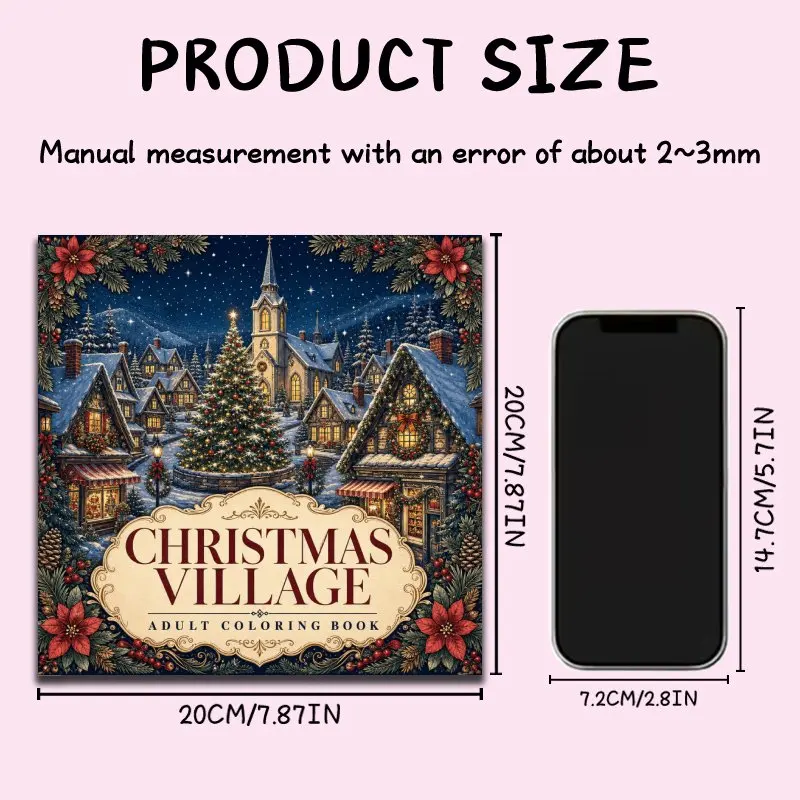 Christmas Village Adult Coloring Book: Cozy Winter Holiday Small Town Scenes Pages for Stress Relief,Enjoy Tranquil Moments