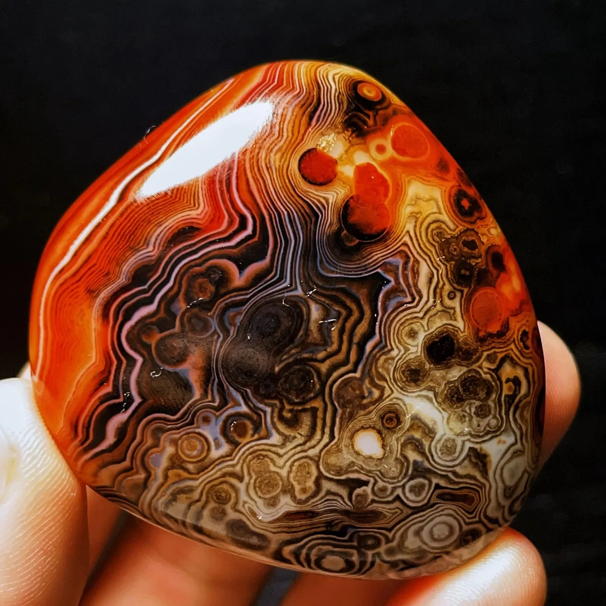 Large Artisan Stone Banded Agate Palm Stone, Polished Tumbled, Hand Selected, Wire Wrapping, Natural Stone, Crystal Collection