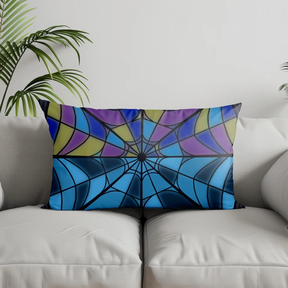 Home Decor Colorful Stained Glass Pattern Pillows Suitable For Sofa Bedroom Car Pillow Cover Cushion Rectangular Back Cushion