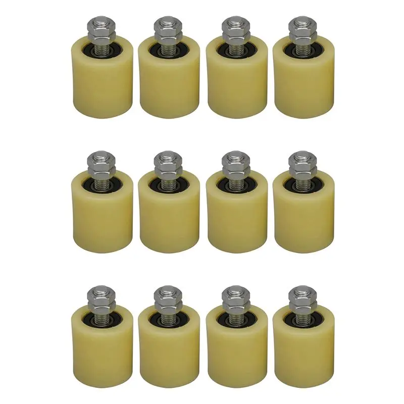 pzhi-12pcs-48x50mm-イエローシルバーナイロン鋼フラットローラーベアリングガイドホイール-6201-ネジ電動ドアスライドゲート用