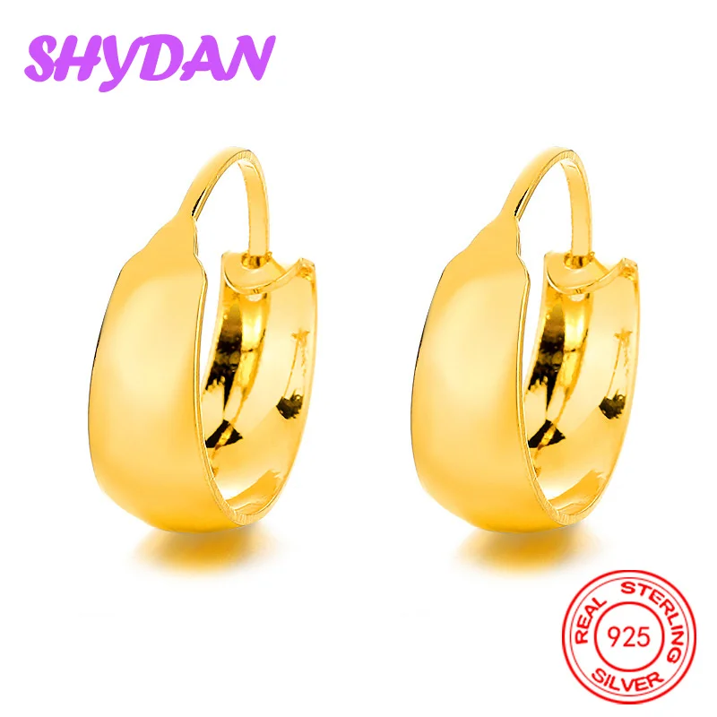 SHYDAN 925 Sterling Silber 18K Gold Mattierte Sternförmige U-Ohrringe für Damen Modeschmuck