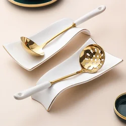 Tableware Light Luxury Ceramic Kitchen Golden Spoon Rack To Hold Chopsticks Rack Household Shelf Shelf Leaking Kitchen Supplies