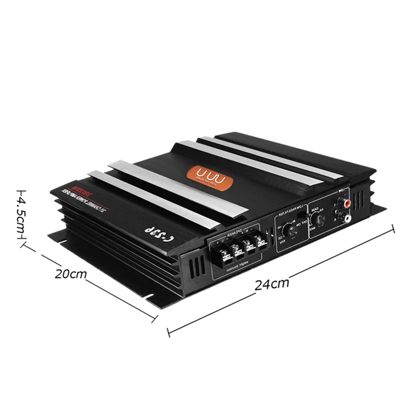 3800 W Car Amplifier 2 Channel Black Aluminum Alloy High Power Car Stereo Audio Power Amplifier for Car SubwooferJAS