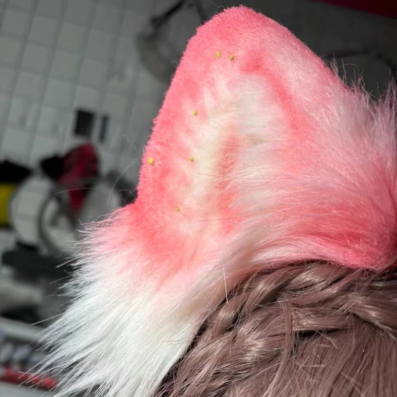 Handmade Custom Made Christmas Game Party Cosplay Prop Halloween Beast Fruit Strawberry Ears Cosplay Hairhoop Headwear
