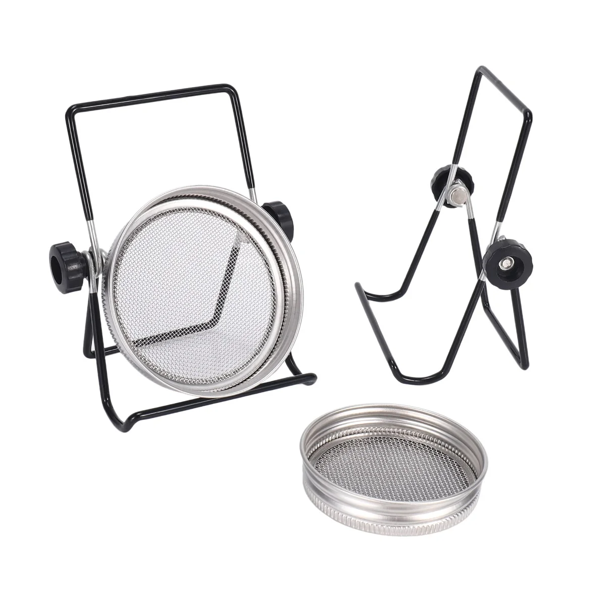 Sprouting Jar Mesh Lids Kit - 4 Pcs Sprouting Lids Stainless Steel Screen 2 Sprouting Stands Pack Foldable Adjustable