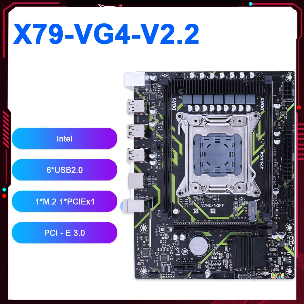 

X79 Motherboard Set Kit with Intel Core I7 Xeon E5 64GB LGA 2011 Computer Motherboard 6*USB2.0 3*SATA3.0 PCI-E X16/X1 NVME M.2