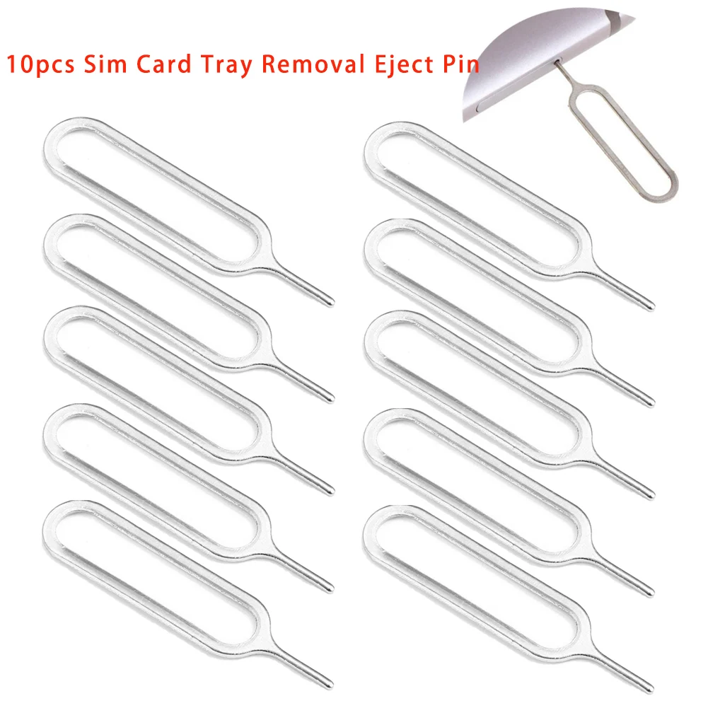 10pcs/Lot Sim Card Tray Removal Eject Pin Key Tool Stainless Steel Needle Compatible with All Cell phone