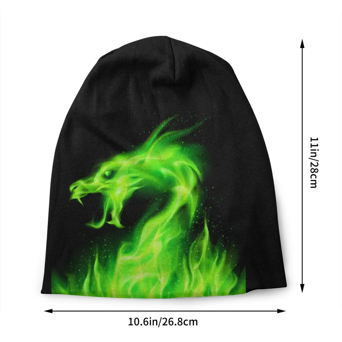 Custom Green Fire Dragon Bonnet Hat Knit Hat Men Women Fashion Unisex Adult Warm Winter Beanies Cap image 2