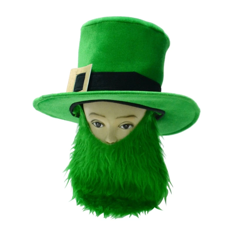 

Irish Day Party Hat for Celebrating S for t. PatricksDay Green Lucky Grass Beard Dropship