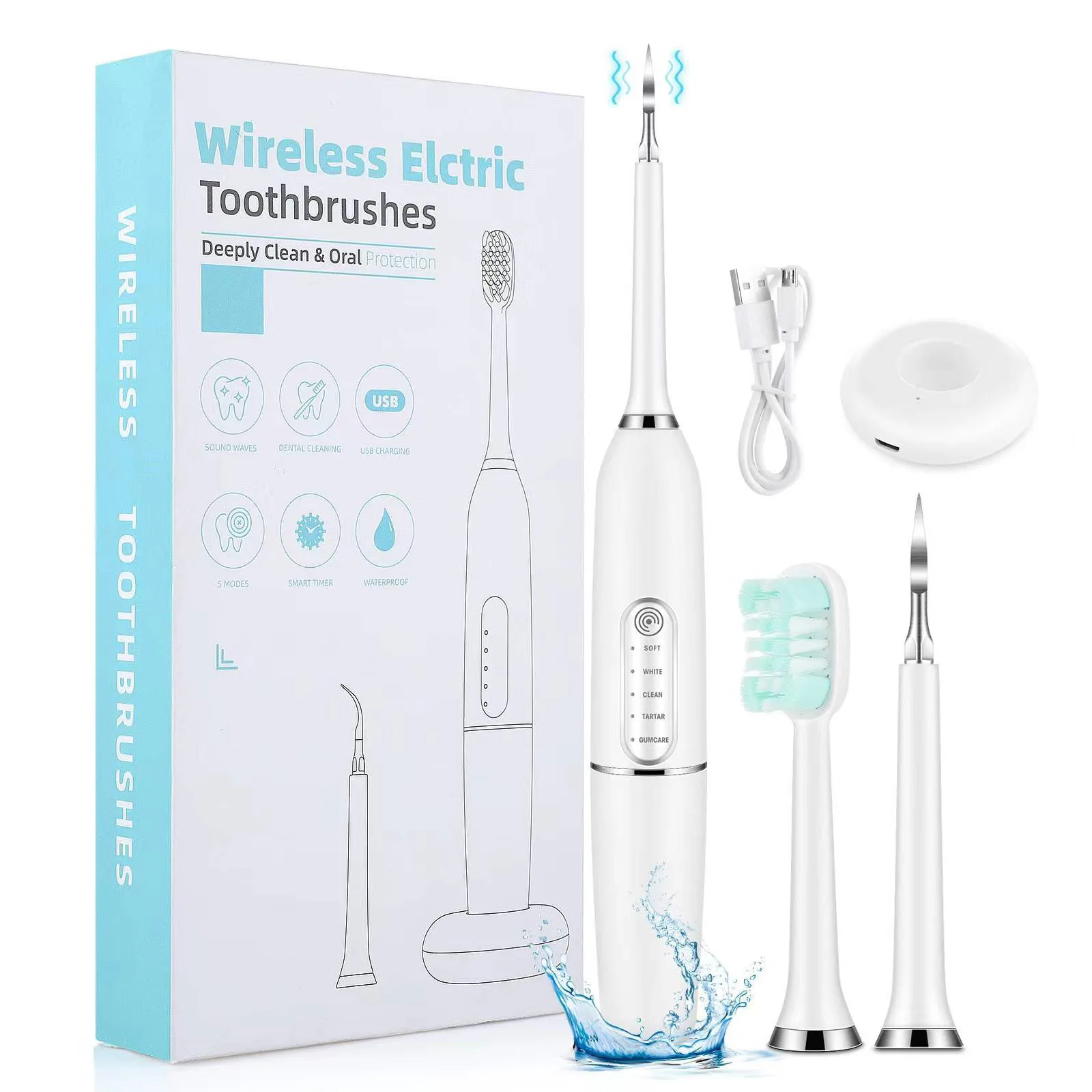 

New electric toothbrush, sonic scaler, USB wireless charging, automatic touch beautifying calculus remover