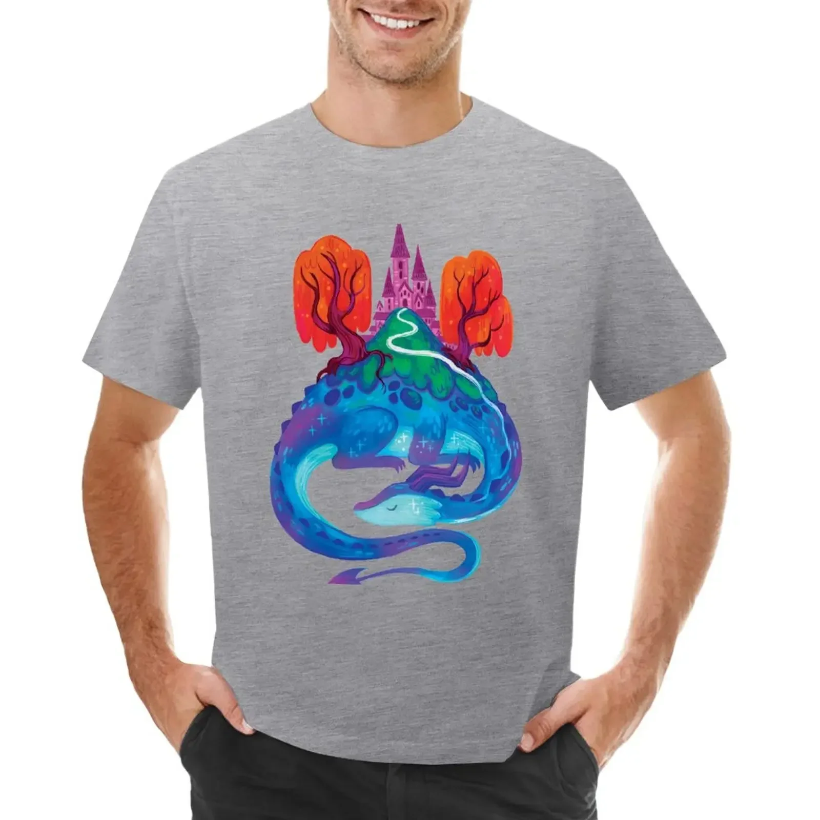 

Sleepy Magical Dragon Mountain T-shirt sublime oversizeds mens graphic t-shirts big and tall