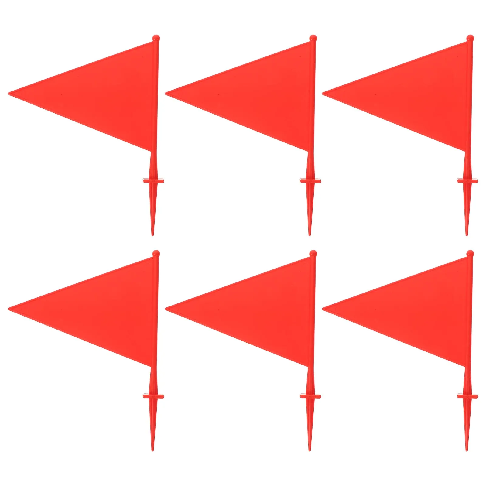 

6pcs ABS Red Marking Flags for Garden Lawn Sprinkler Irrigation Triangular Plastic Yard Signs Durable Poles Landscaping