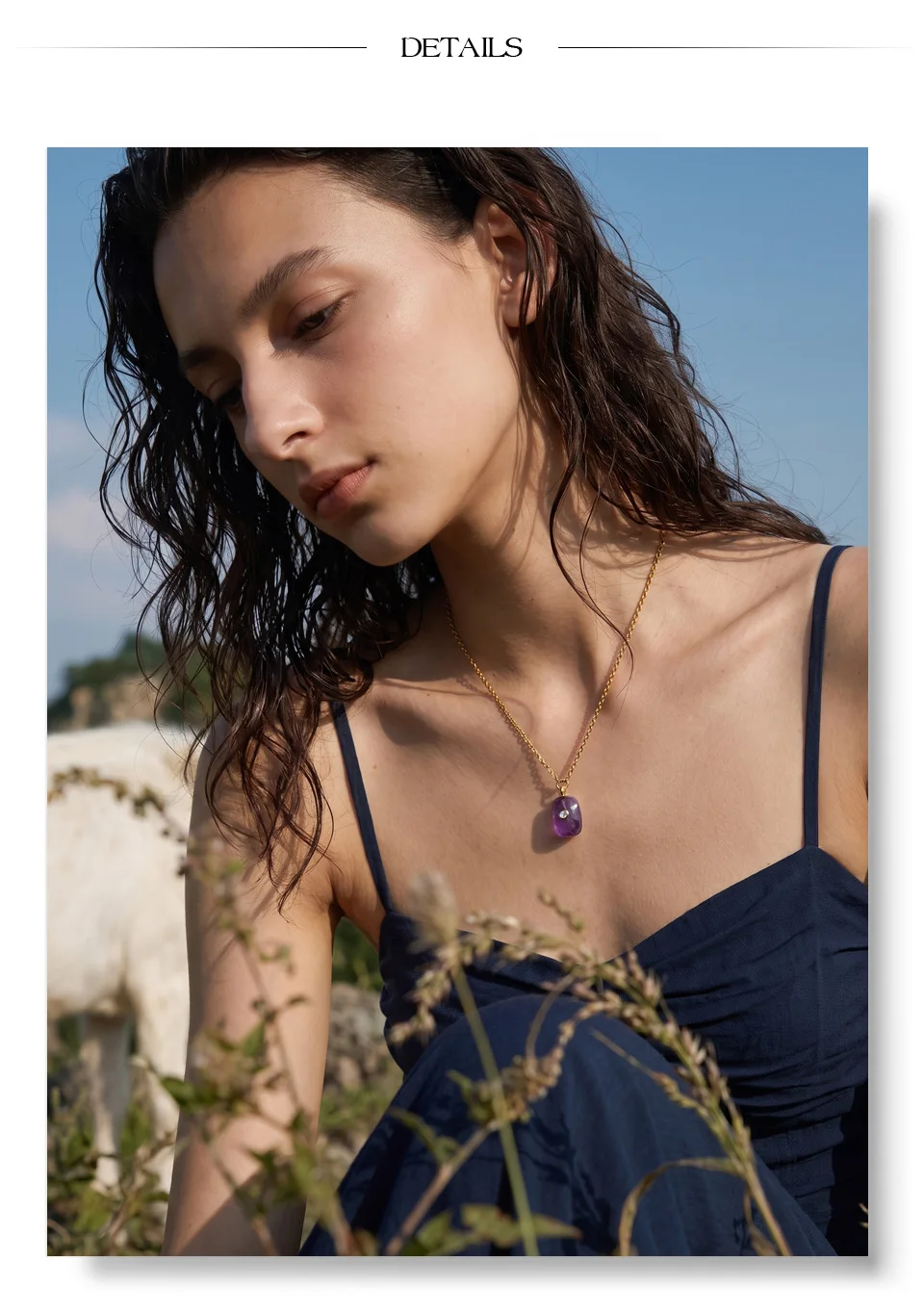 Yhpup New Arrivals Natural Stone Rectangle Triangle Necklace Pendant Exclusive