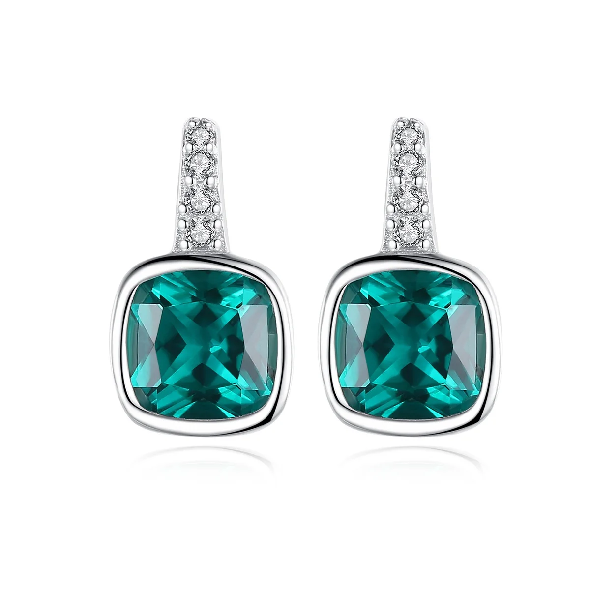 

Hemiston S925 pure silver earrings, simple square artificial color treasure, INS earrings, women's boutique gifts