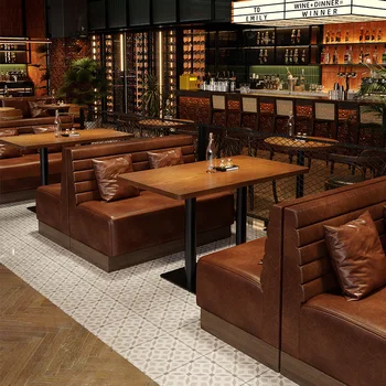 Retro Bar Dining Table and Chair Combination Booth Table Chair Dining Table Western Restaurant Bar Table and Chair