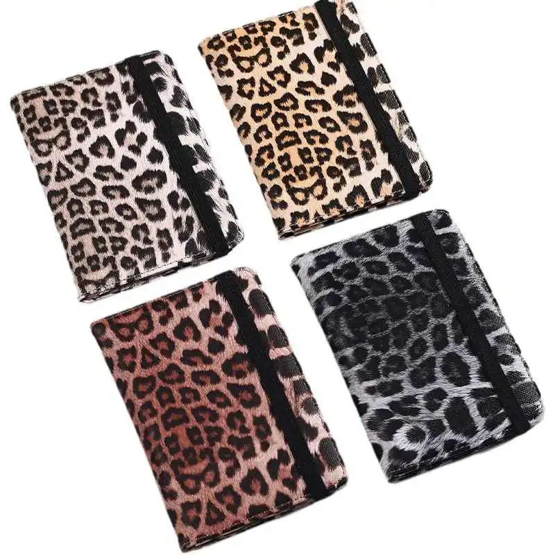 

Creative PU Leather Passport Cover Multifunctional Portable Passport Clip Leopard Printed Passport Bag Women