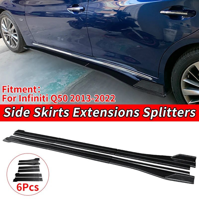 

Car Side Skirt Extension Body Apron Lip Splitters Winglet Lateral Shovel Carbon Look ABS Accessories For Infiniti Q50 2013-2022