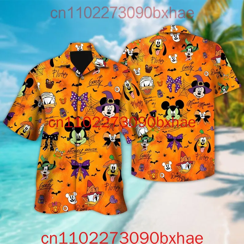 

Disney Mickey And Friends Coquette Bows Hawaiian Shirt 3D Print Fashion Street Halloween Short sleeved Button Up Shirt