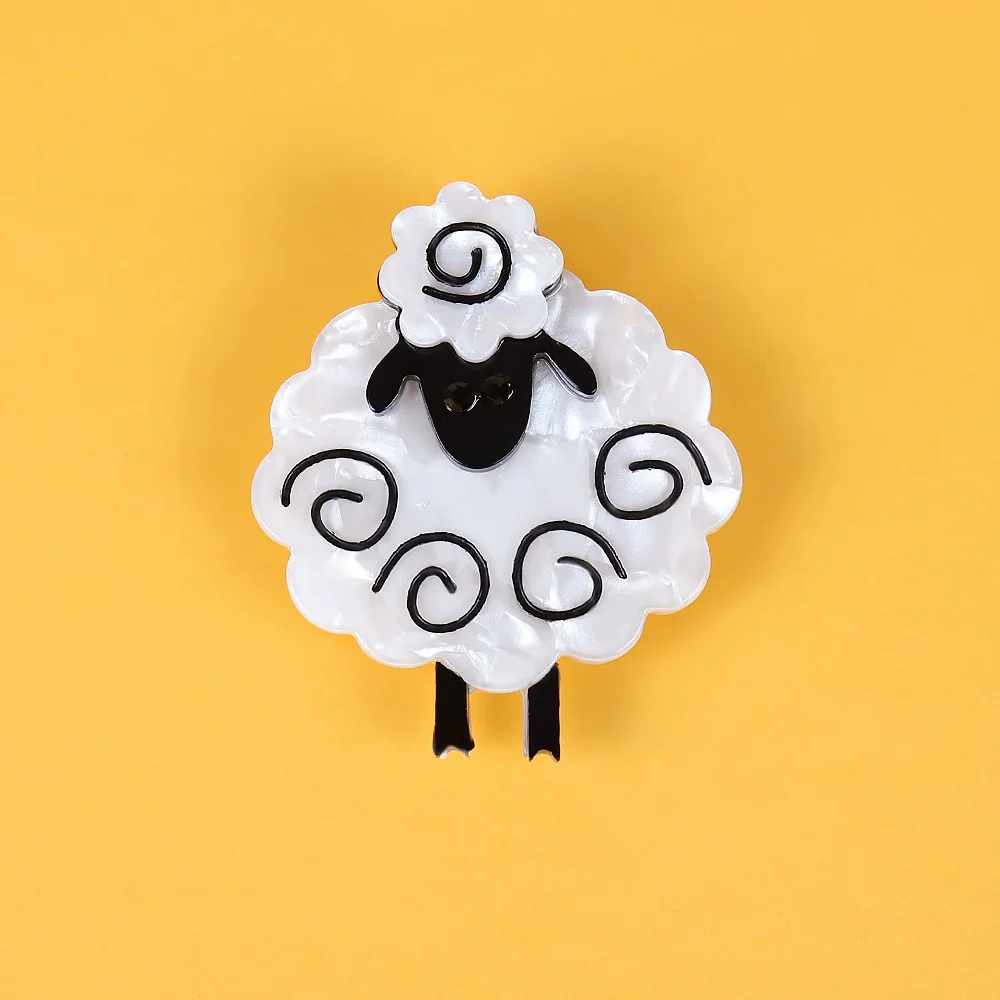 Acrylic Cute Fashion Sheep Brooches for Women Cartoon Animal Badge Pins Summer Jewelry Kids Accessories Good Christmas KidsGift