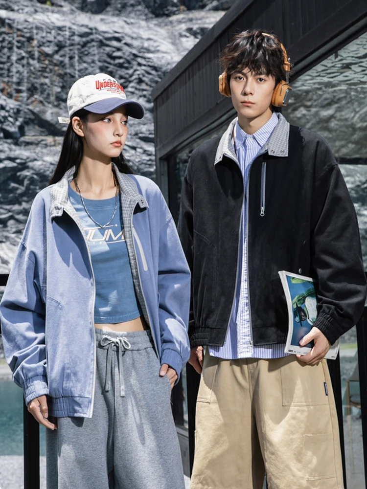 

Новая ретро-куртка из хлопка для активного отдыха 2025 года, с воротником-стойкой, весенне-осенняя, модная, брендовая, из чистого хлопка, премиум-класса, для пар