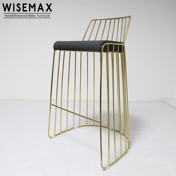 Modern Commercial Metal Furniture Wire Counter Height Stool Sillas Bar Gold Velvet Bar Stool For Kitchen