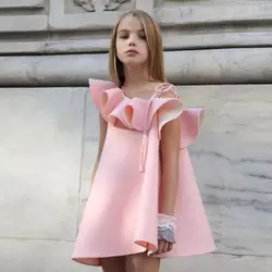 2024 Summer New Dress Children Ruffles Princess Stage Show Clothes Kids Fashion Party Dress Girl Vestidos 3-12 Years Wz1308