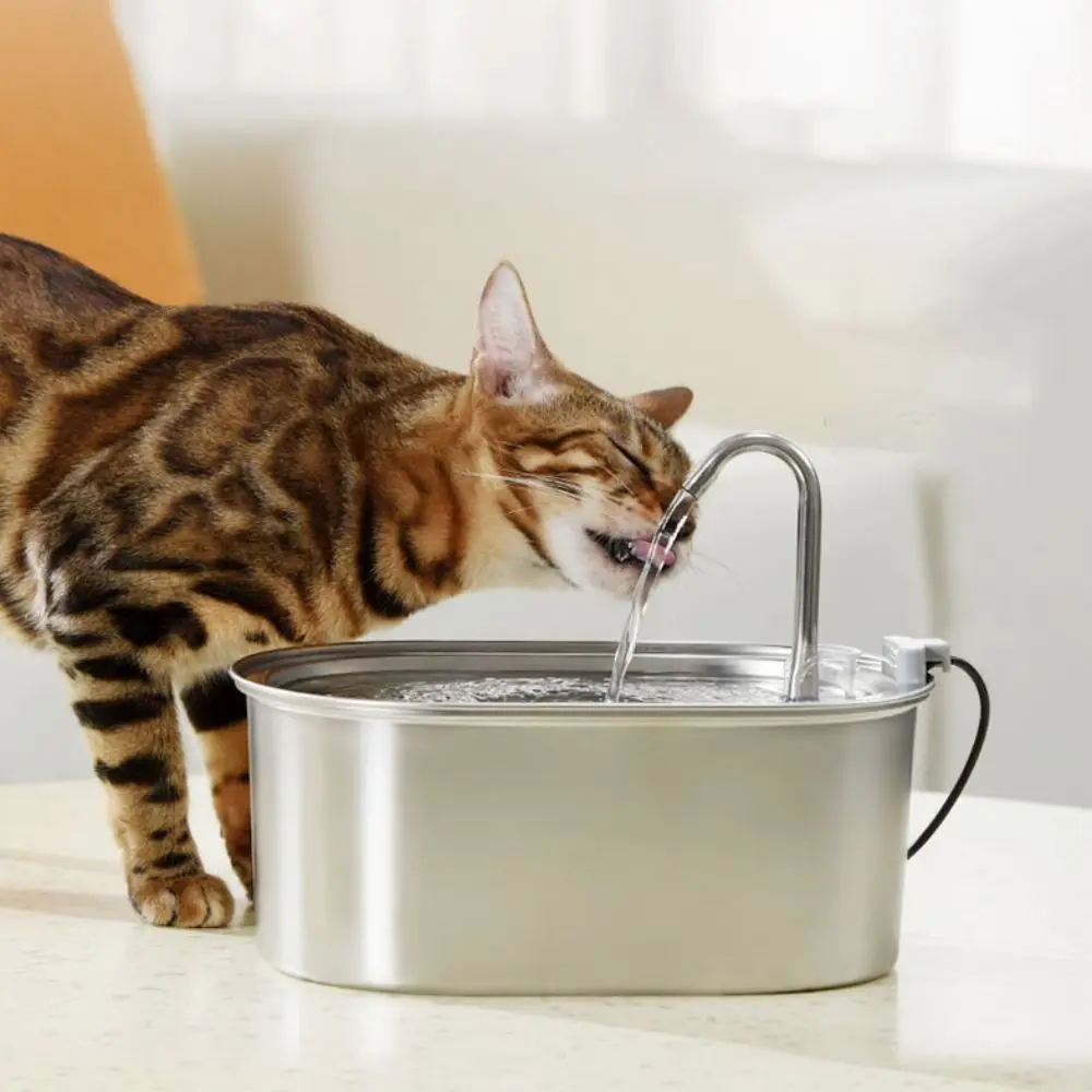 

3.2L Smart Cat Water Fountain Automatic Low Noise Pet Water Dispenser Stainless Steel Large Capacity Pet Water Drinker Home