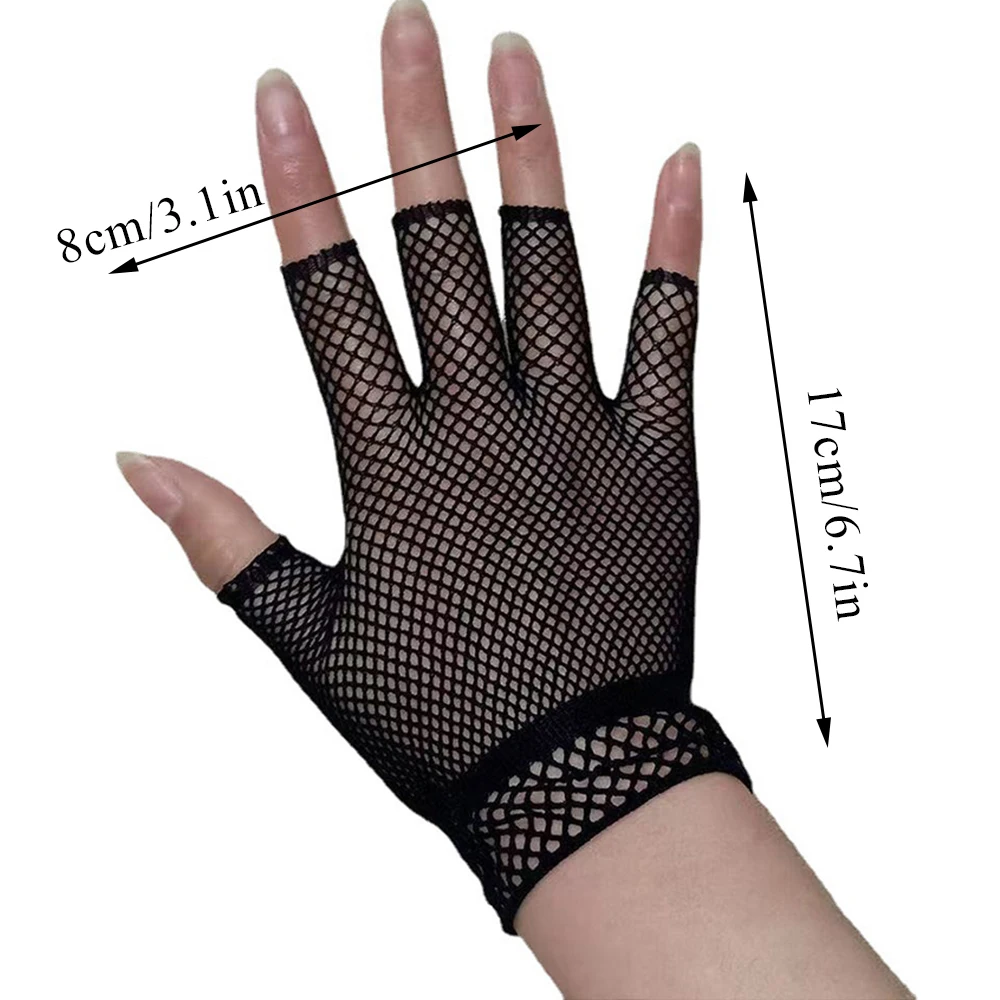 1Pair Black White Womens Short Fishnet Net Gloves Punk Rock Fancy Night Club Party Arm Warmer Gloves Women Fashion Sexy Mittens