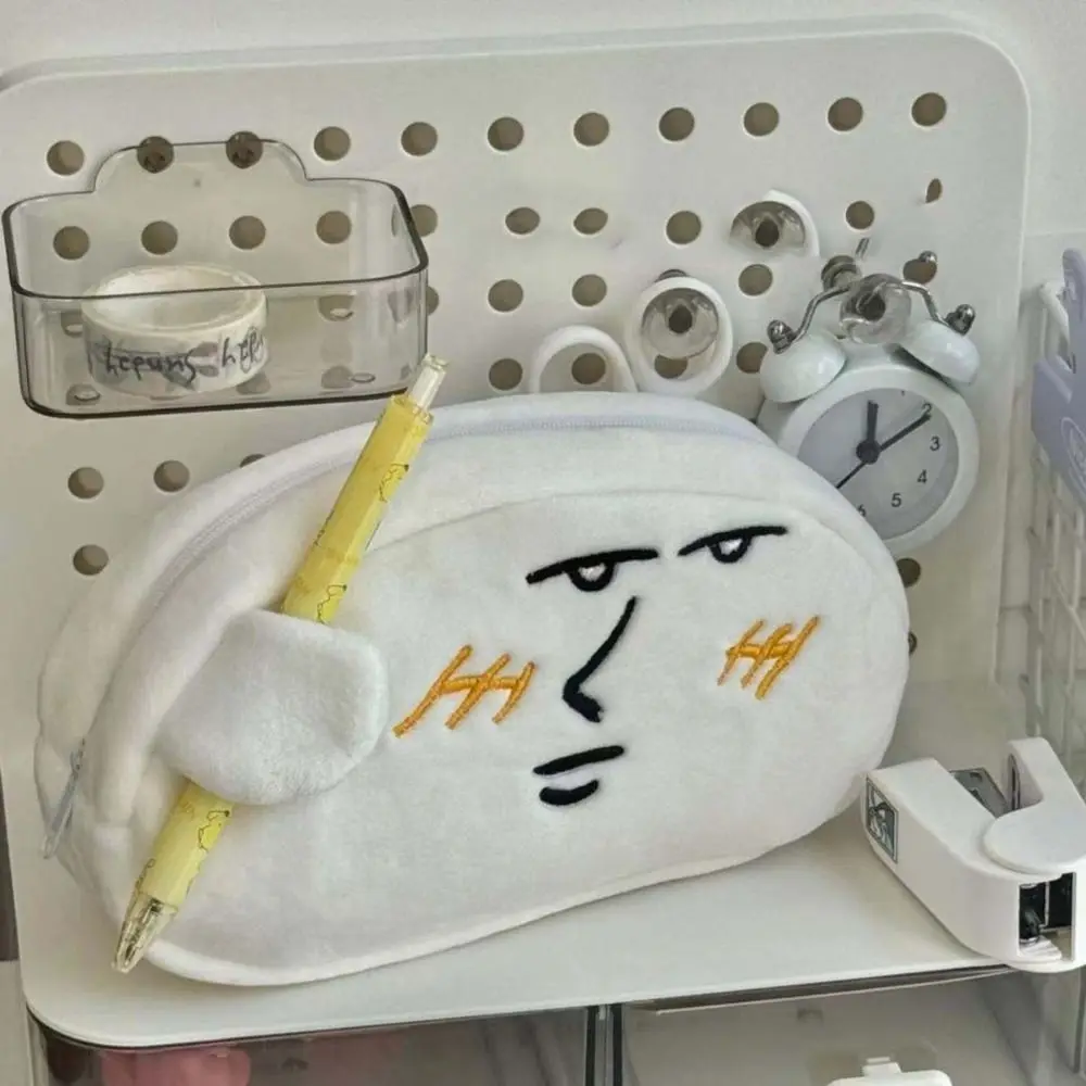 Trendy Large Capacity Funny Expression Pencil Pouch Cosmetic Bag Makeup Bag Pen Case Cartoon Stationery Storage Bag Student Use