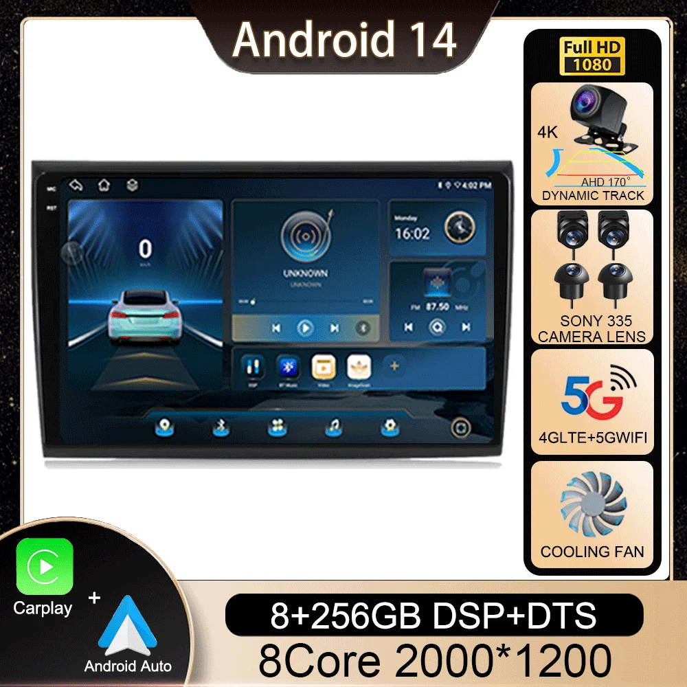 

Android 14 Carplay Auto WIFI+4G Car Radio For Fiat Bravo 2007-2012 Multimedia Video Player GPS Navigation Audio 2 Din Stereo DVD