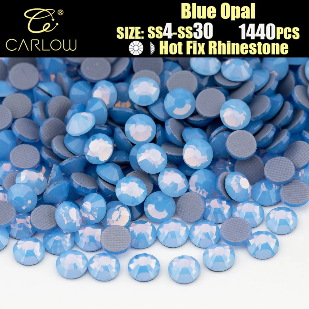 CARLOW Blaue Opal SS4-SS30 Hot-Fix Strasssteine Hochwertige Glaskristall-Flatback-Strasssteine – Detail 1
