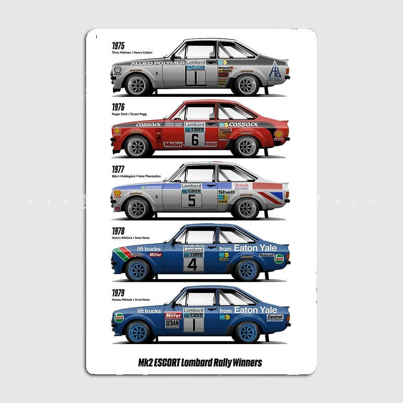 Classics Racing Car Mk2 Escort RAC Lombard Rally Winners Metal Poster indoor outdoor Home Tin Sign Room Decoration Wall Decor