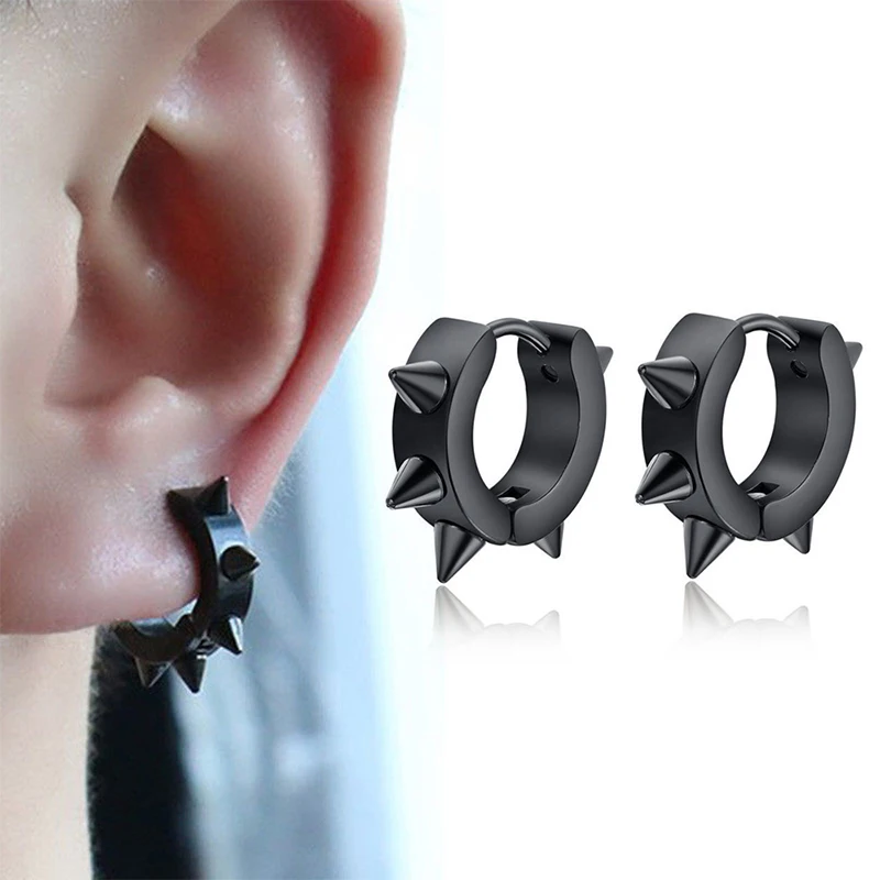 Pendientes Punk de acero inoxidable para hombre y mujer, aretes con tachuelas, estilo Hip Hop, gótico, 1 par