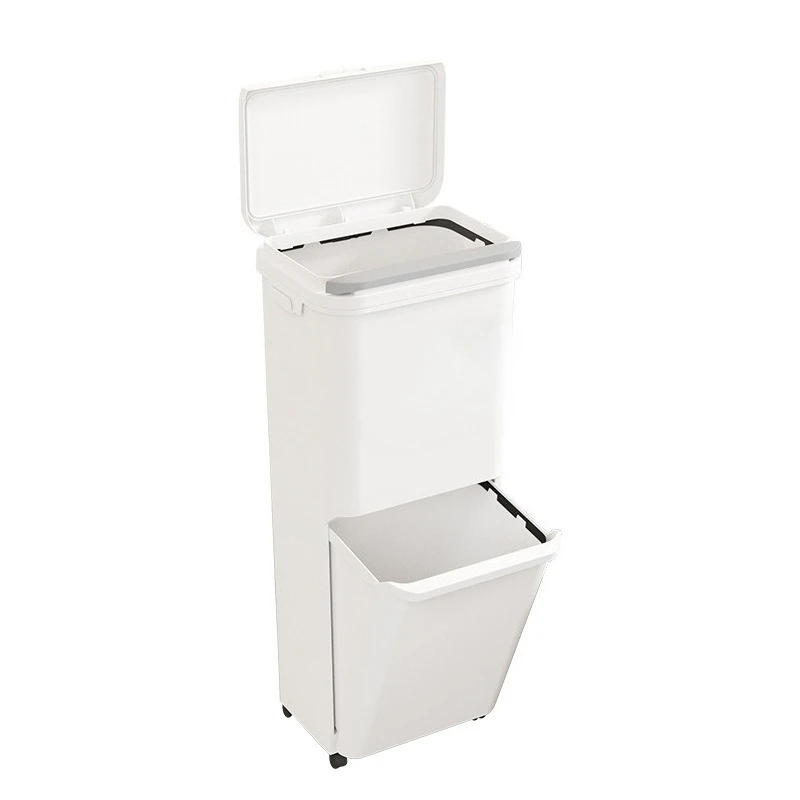 Kitchen trash can Household pull-out and press double-open large-capacity trash can