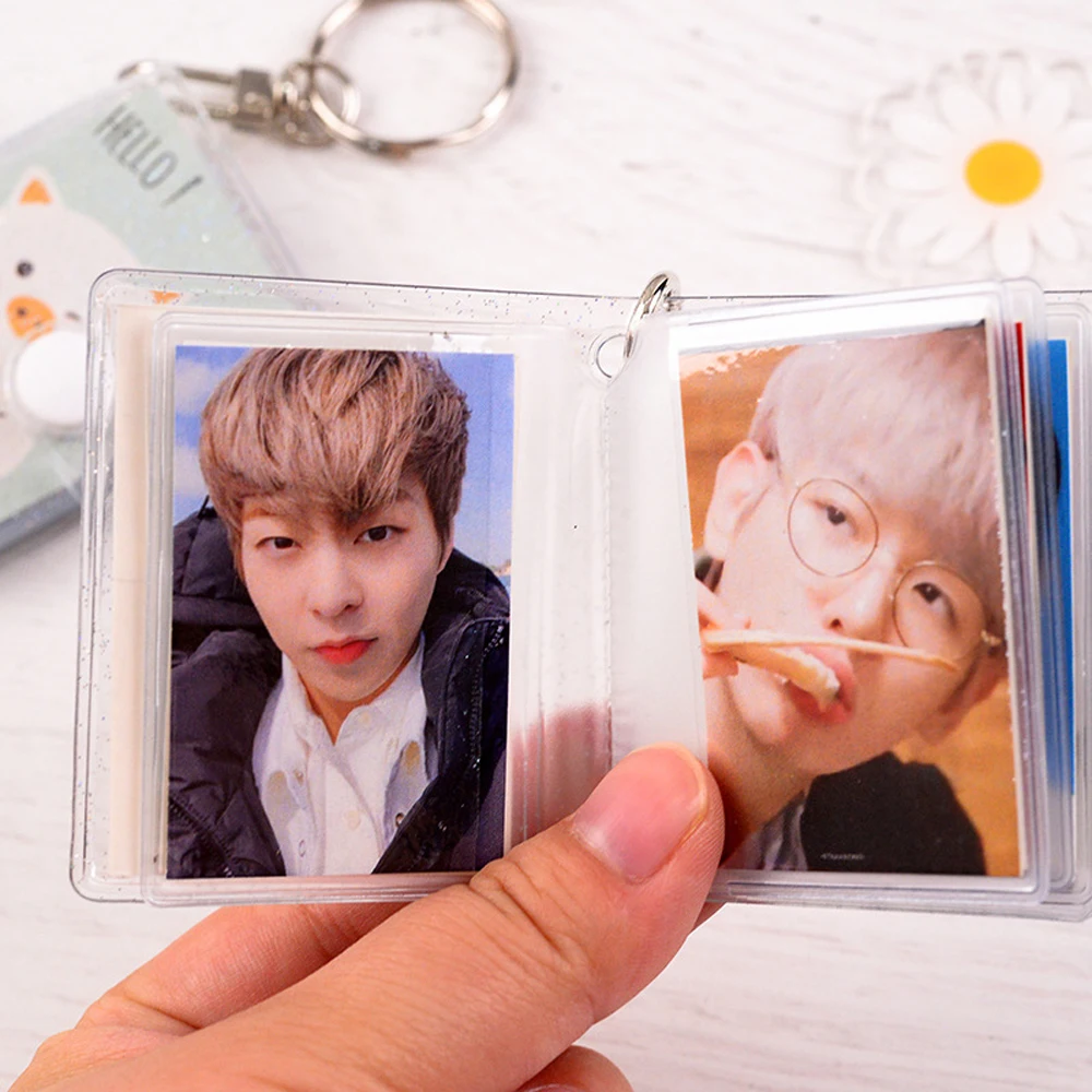 Transparent Jelly Color 16 Pockets 2 Inch 1 Inch Photos Holder Keychain Binders Albums Photo Card Holder Mini Photo Album