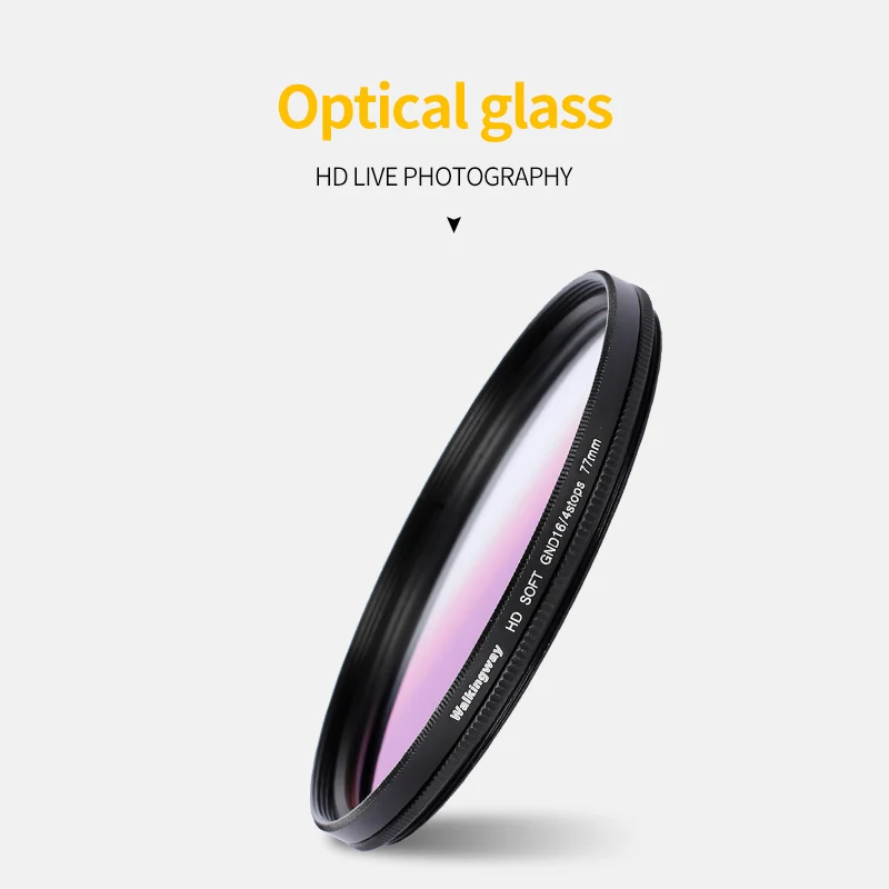 Walkingway Round Lens Filter GND16  HD 4Stops Optical Glass Soft Gradient with Coating 49mm 52mm 55mm 62mm 67mm 72mm 77mm 82mm